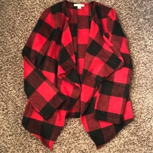 Red buffalo plaid waterfall jacket